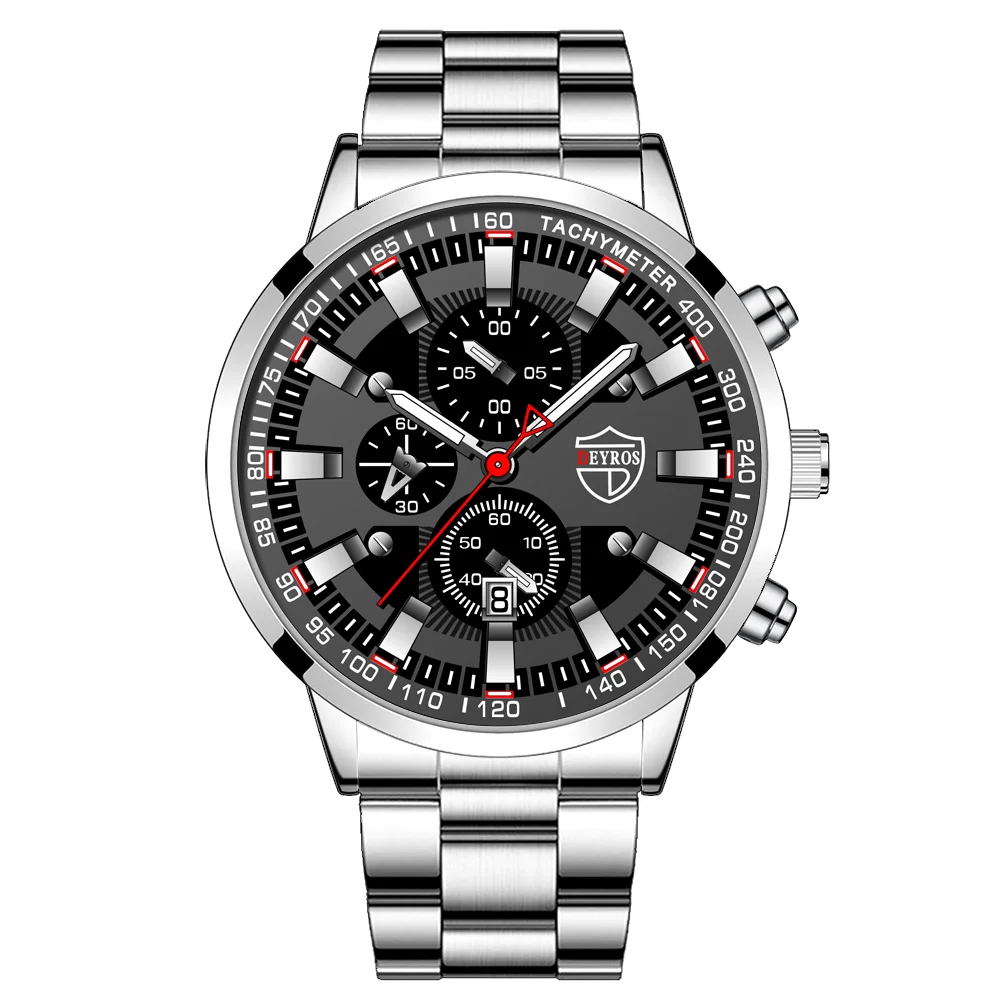 2023 Mens Watches Fashion Luxury Men Black Stainless Steel Quartz Wristwatch Man Business Casual Leather Watch relogio masculino