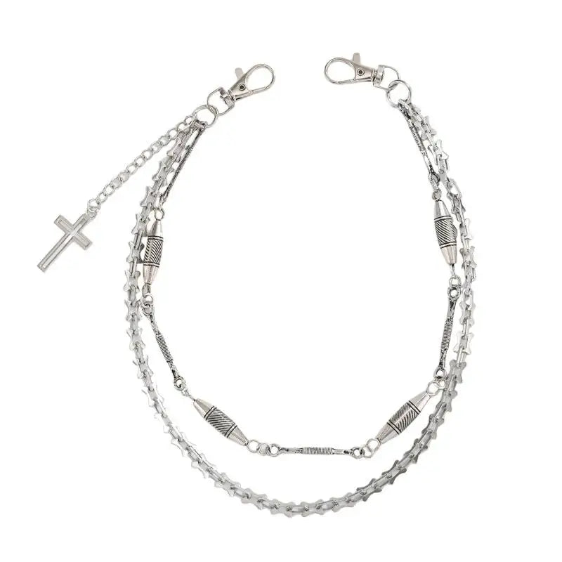 Fashion Cross Pants Chain For Men Metal Waist Chain Street Punk Jeans Chain Detachable Trousers Hanging Chain Accessory
