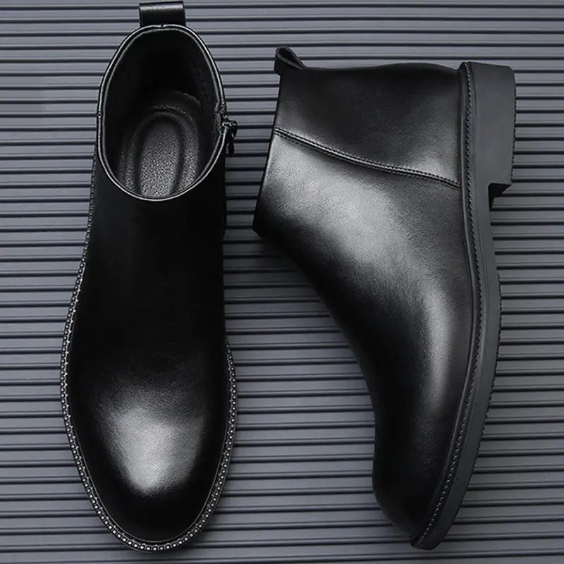 2025 Autumn Early Winter Shoes Mens Chelsea Boots Flat Brand Male Footwear Pure Black British Style Man Party Shoes D624