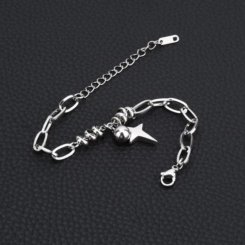 Hip Hop Chain Bracelets for Men Boys,Never Fade 4-point Star Adjsutable Wristband,Trendy Jewelry Gifts