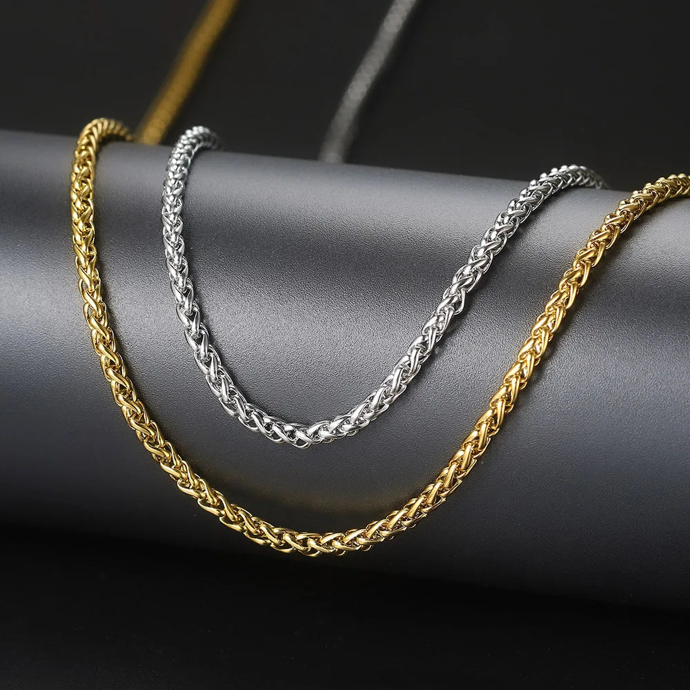 Franco Chain For Men Male Minimalist Stainless Steel Necklace Women Daily Wear Hip Hop Jewelry Gifts Width 3mm Length 60cm C024