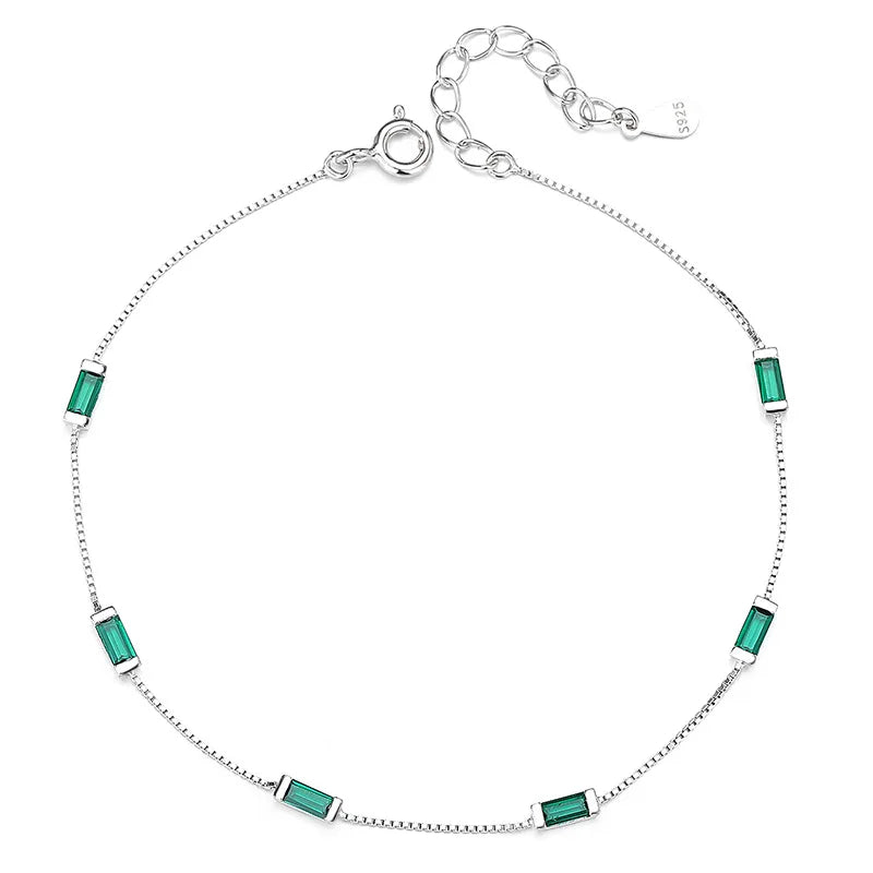 RYJU 925 Sterling Silver Square Emerald Zircon Bracelet for Women Vintage Emeralds Bracelets Charm Wedding Party Fashion Jewelry