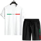 Mens Tracksuit Tee And Shorts Set Urban Casual Fashion Summer Outdoor Comfort Sportswear Home Wear Male T-shirt Outfit