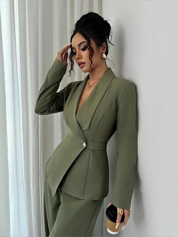 Women's cothing spring new style long-sleeved suit jacket, straight-leg pants, two-piece set for fashionable professional wear