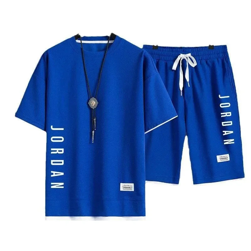 Men's Summer Clothing Brand Fashionable Casual T-Shirt + Shorts Set Daily Casual Training Shirt Comfortable Summer Men's Outfit