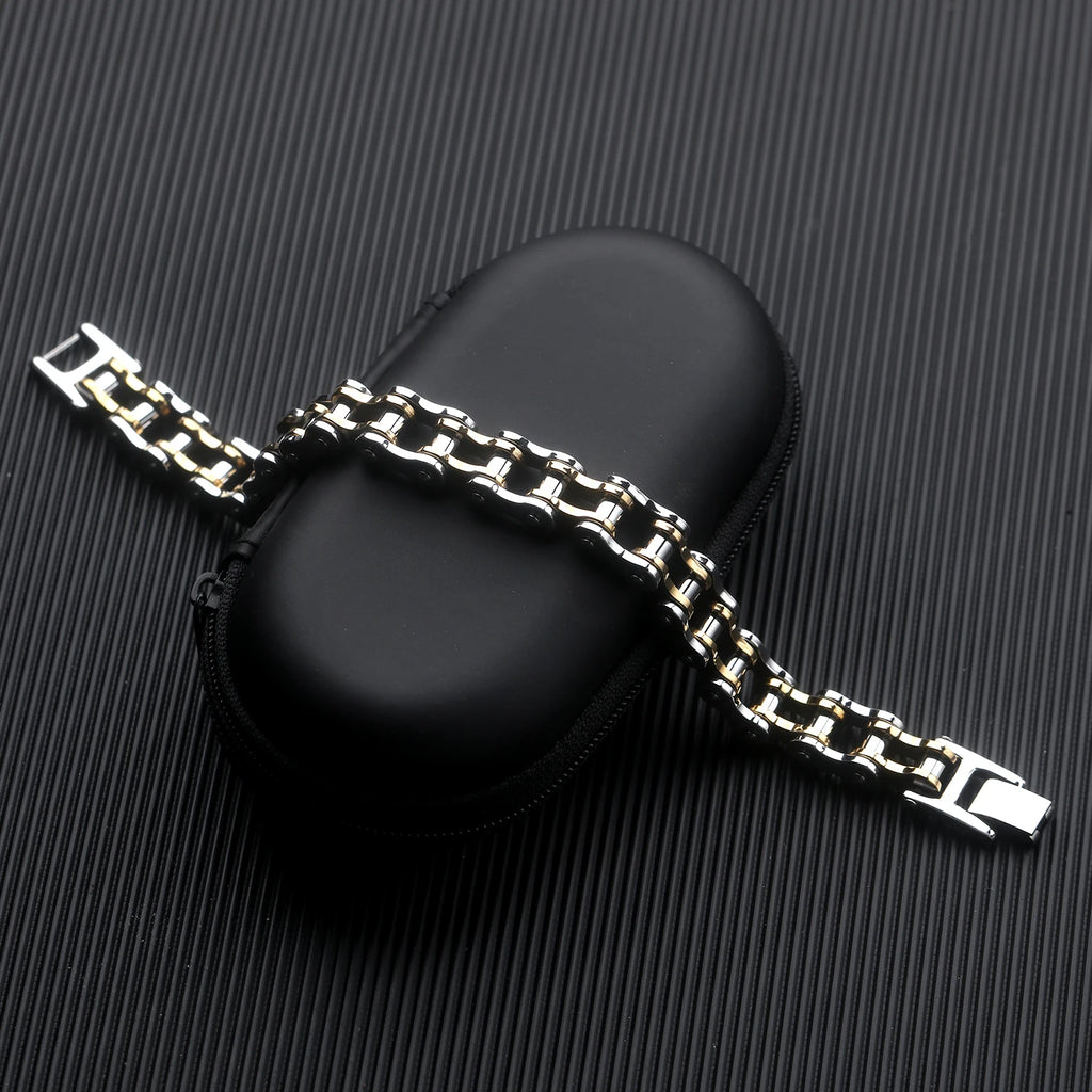Mens Stainless Steel Bracelet Biker Bicycle Motorcycle Link Chain for Men Bangle Rock Male Jewelry Gift