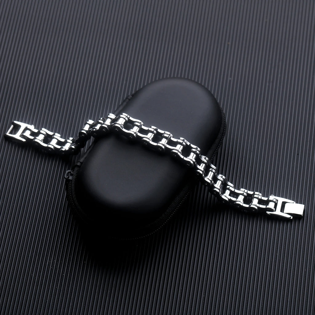 Mens Stainless Steel Bracelet Biker Bicycle Motorcycle Link Chain for Men Bangle Rock Male Jewelry Gift