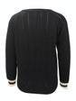 Woman Clothes Black V Neck Sweater Contrast Color Trim on Collar Cuffs Ideal for Casual Outings Office Days Trendy Layering