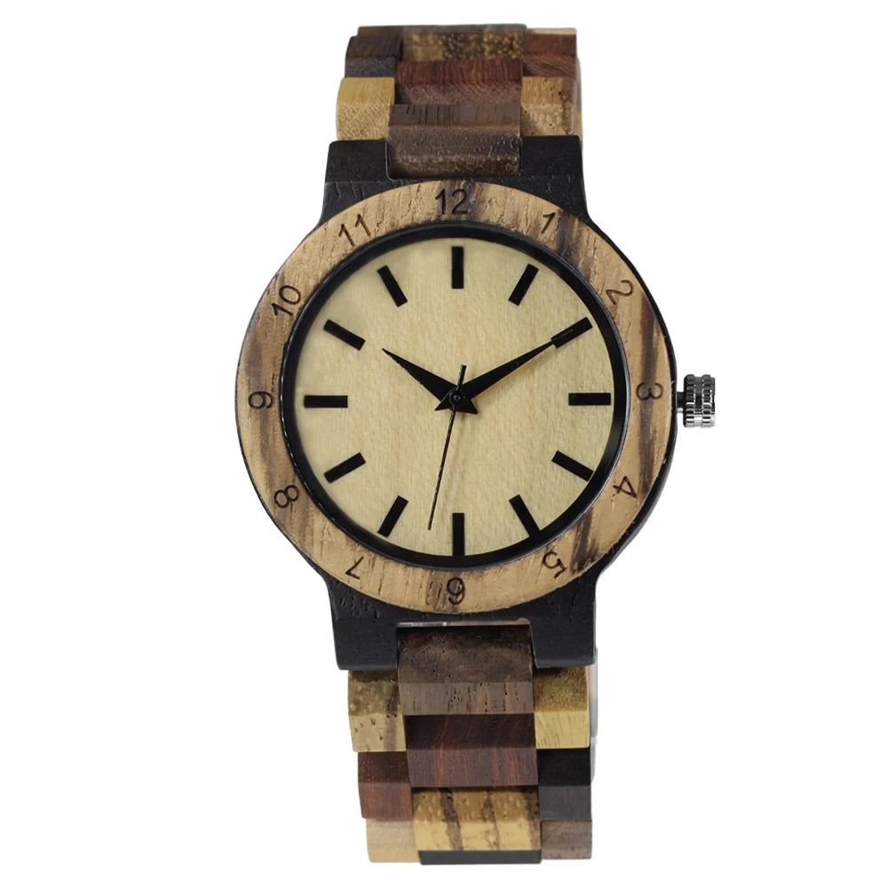 Womens Wooden Watch with All Wood Strap Analog Classic Design Colorful Bamboo Ladies Watches for Women