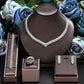 Zirconia Bridal Jewelry Set For Women Dubai Saudi Wedding Necklace Earring  Bracelet Ring Set Prom Evening Dress Party Jewelry